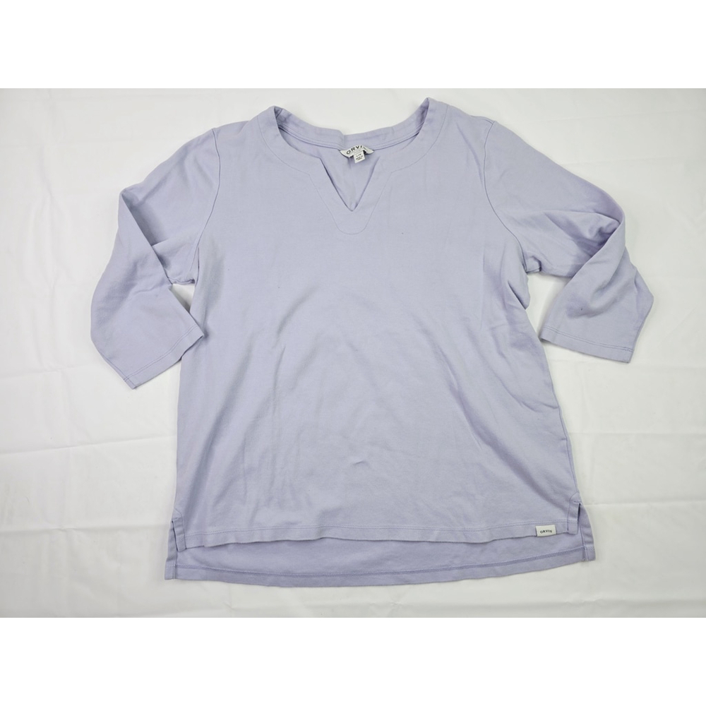 Orvis Shirt Womens 3/4 Sleeve Pima Cotton Casual Normcore Gorpcore Lavender L